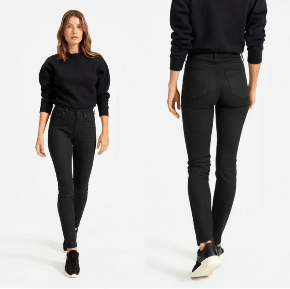 Everlane The Authentic Stretch High Rise Skinny Jeans Size 25 Cotton Modal Black
